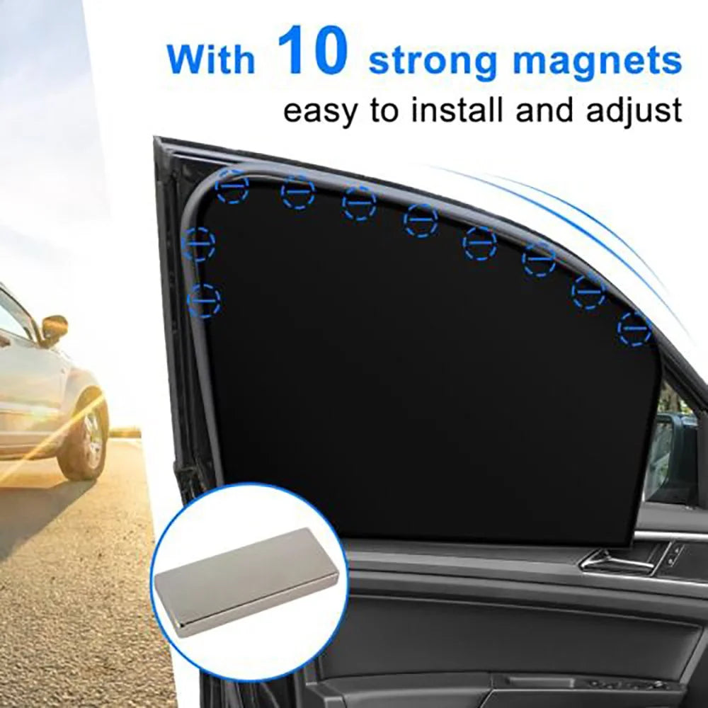 4 Pack Magnetic Car Window Shade Side Front Rear Window Shade Car Curtain UV Protection Sunshine Blocker Mesh Shield