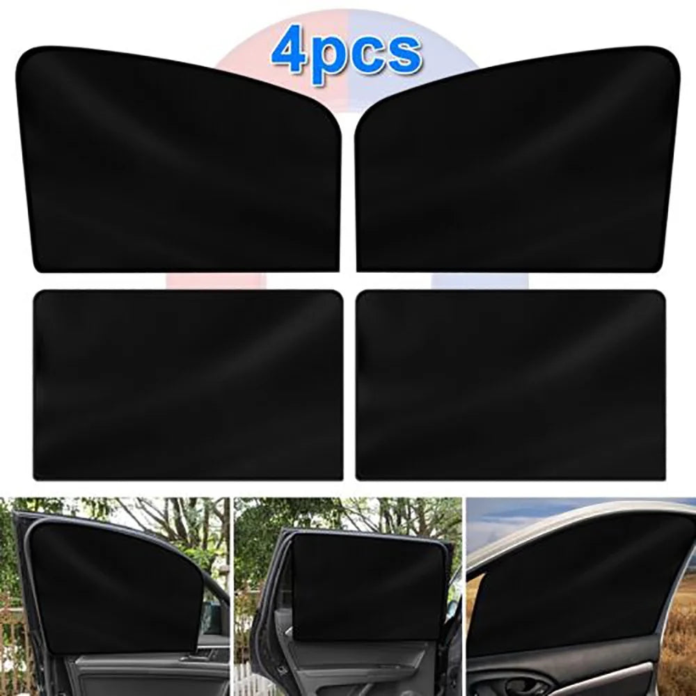 4 Pack Magnetic Car Window Shade Side Front Rear Window Shade Car Curtain UV Protection Sunshine Blocker Mesh Shield